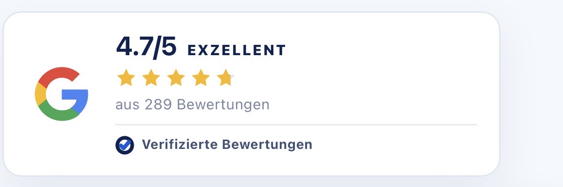 Google-betyg 4,7 av 5 från 289 verifierade recensioner